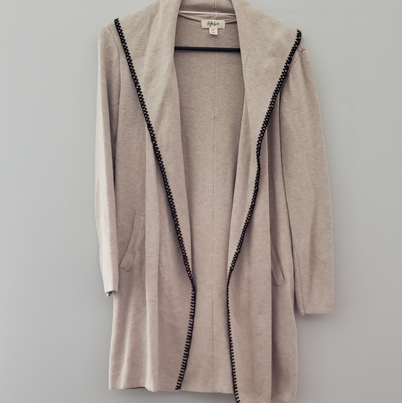 Style & Co. Sweaters - Style and Co beige duster with black knit detail